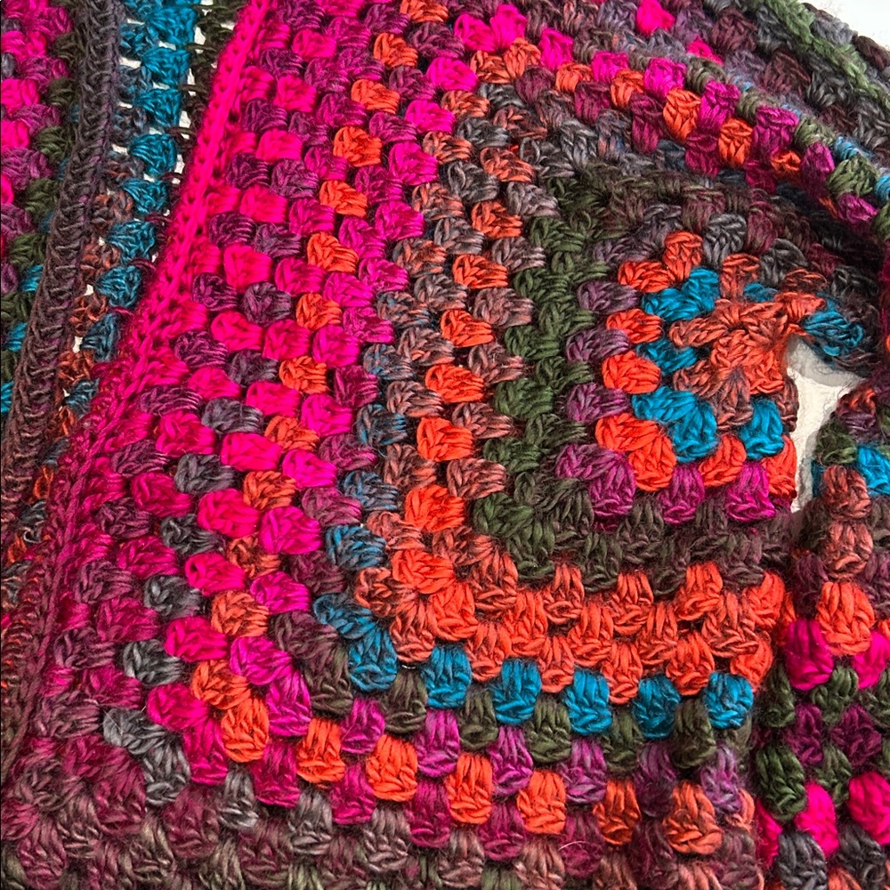 Handmade crochet knit hexagon multicolored cardigan Large - Picture 7 of 12